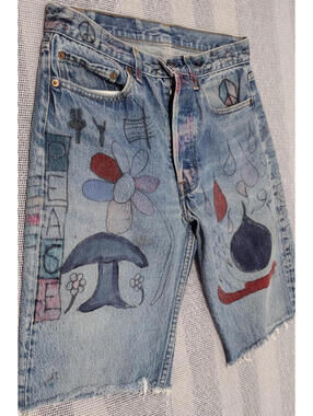 VTG Levi's Denim Vintage 1990s 30 M Numbered y2k 501 0000 Art Drawings Rockers